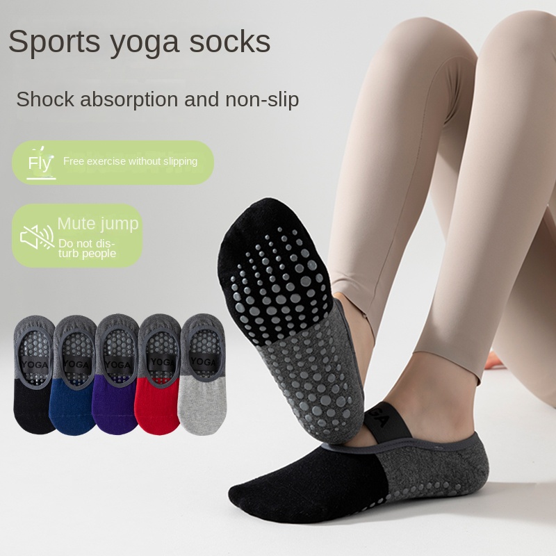 Yoga Strap Cotton - ถุงเท้าโยคะมืออาชีพข้ามพรมแดน 5 คู่, ถุงเท้าฝ้ายแบบมีสายรัดซิลิโคนกันลื่นสำหรับพิลาทิส ฟิตเนส และเต้นรำ