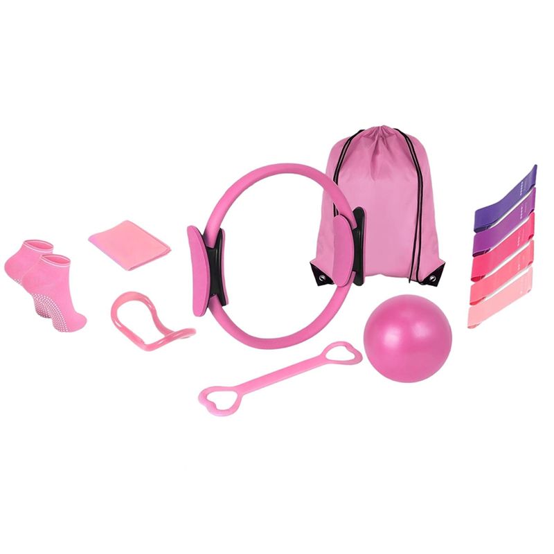 Pilates Yoga Or - AEF6-Home Pilates Essentials Kit สำหรับผู้หญิง,ชุดอุปกรณ์พิลาทิสพร้อมลูกบอลโยคะ, แถบต้านทาน