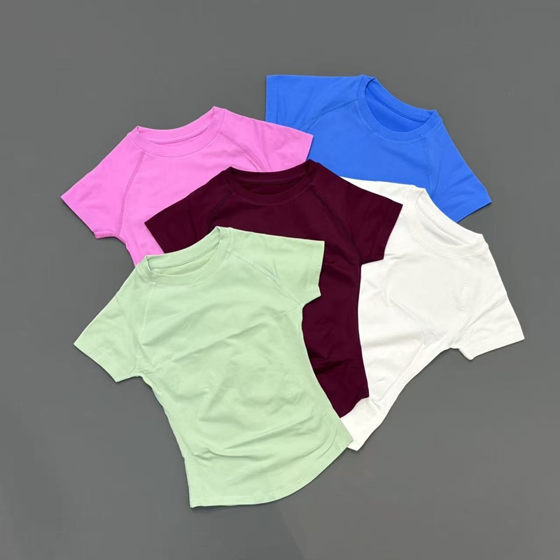 Yoga Strap Cotton - เสื้อโยคะแขนสั้นไร้ตะเข็บสำหรับผู้หญิง แห้งเร็ว ระบายอากาศได้ดี ทรงเข้ารูป เหมาะสำหรับออกกำลังกาย วิ่ง
