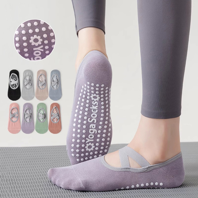 Pilates Yoga Grip Socks - Breathable ผ้าเช็ดตัวด้านล่างถุงเท้าโยคะผู้หญิงซิลิโคนลื่นผ้าพันคอพิลาทิสถุงเท้าสุภาพสตรีบัลเล่ต์เต้นรําฟิตเนสออกกําลังกายถุงเท้าผ้าฝ้าย