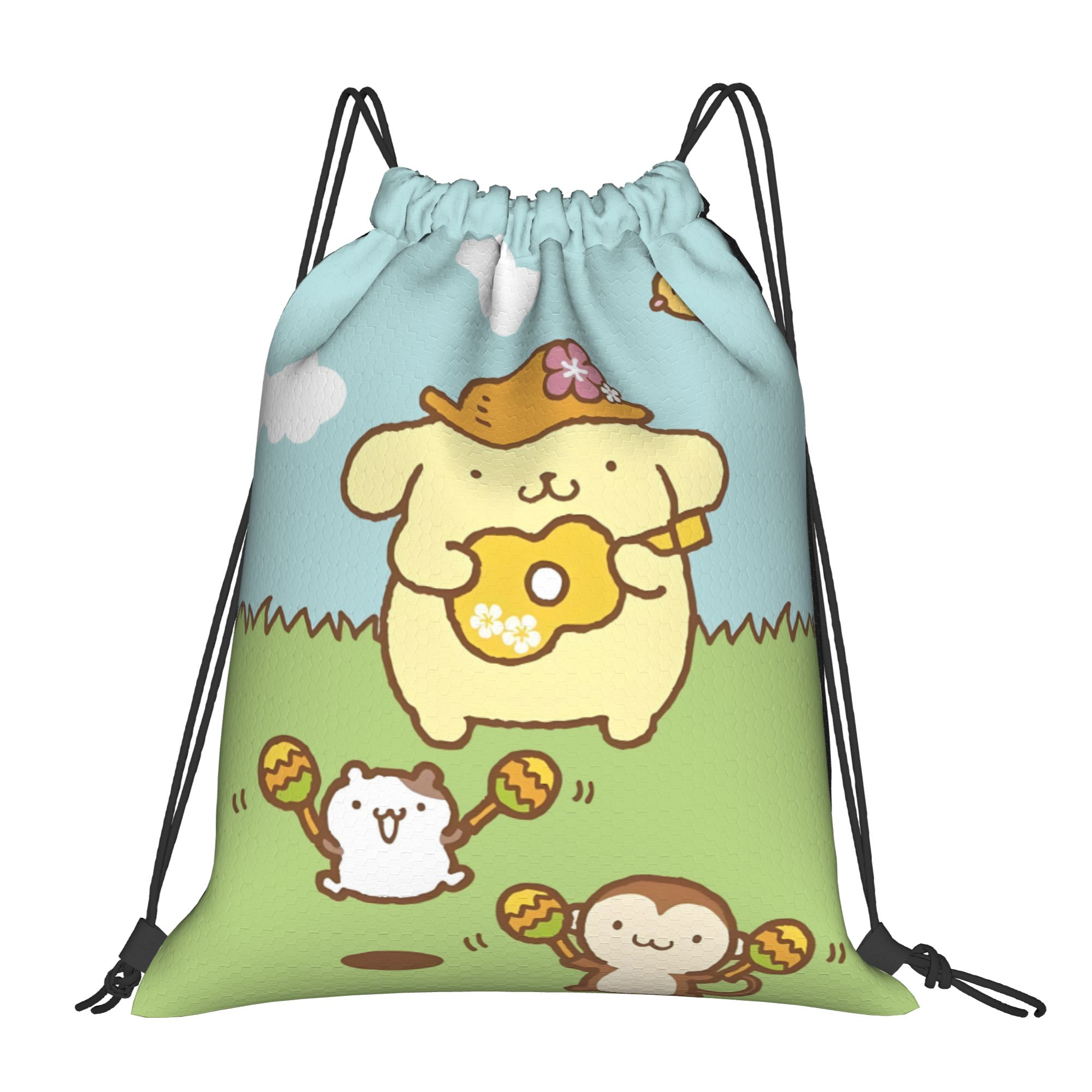Pilates Yoga Bag - กระเป๋าเป้สะพายหลังแบบมีเชือกผูก P-Pompompurines แบบกำหนดเอง สำหรับผู้ชายและผู้หญิง น้ำหนักเบา น่ารัก