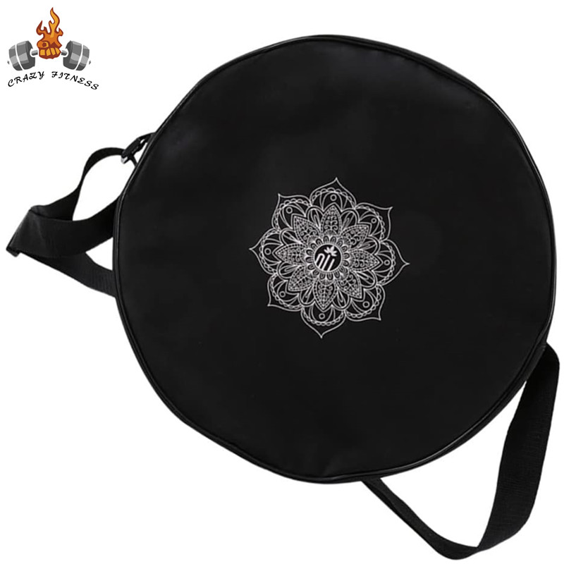 Pilates Yoga Bag - กระเป๋าล้อโยคะไนลอนสีดําดอกไม้ Mandala โยคะวงกลมกระเป๋าขนาดใหญ่ความจุ Double Zipper พิลาทิสล้อกระเป๋าเป้สะพายหลังฟิตเนสกีฬากระเป๋า