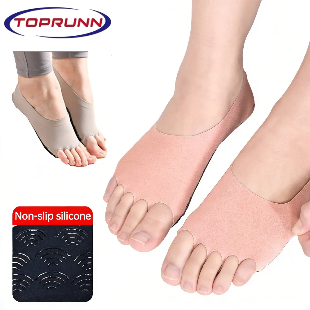 Pilates Yoga Grip Socks - 1 คู่ถุงเท้าโยคะแบบไม่มีนิ้วเท้าสำหรับผู้หญิง,ถุงเท้าพิลาทิสถุงเท้ากันลื่นเหมาะสำหรับบัลเล่ต์,ความยืดหยุ่น,เต้นรำ,บ้าน,การฝึกอบรม