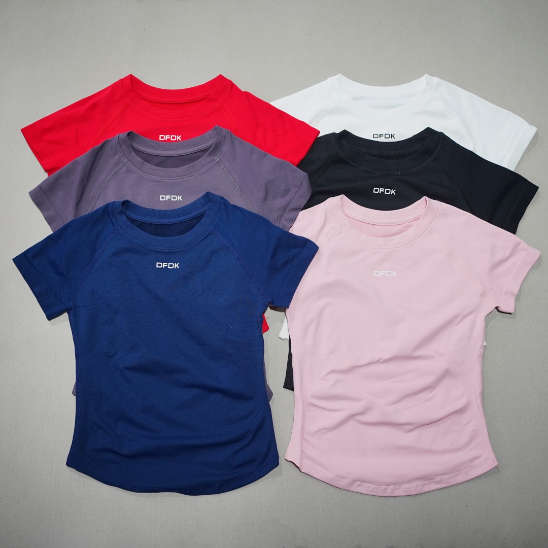Yoga Strap Cotton - DFDK เสื้อยืดแขนสั้นผู้หญิงแบบยืดหยุ่นได้, เสื้อลำลองระบายอากาศได้ดีสำหรับยิม โยคะ จ๊อกกิ้ง ฟิตเนส