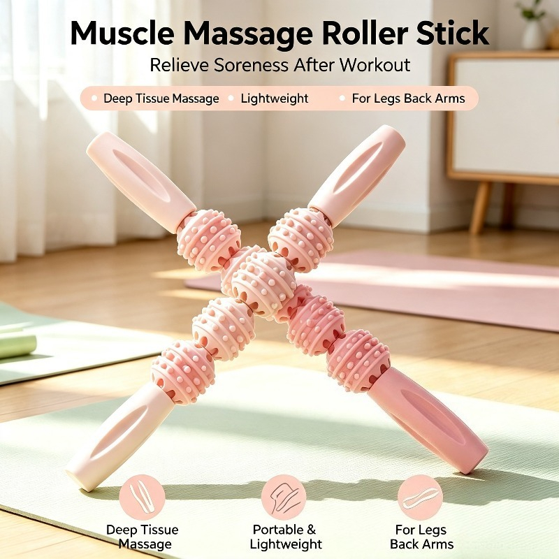 Pilates Yoga Bar - ไม้กดจุดนวด, ไม้กดจุดฟันหมาป่า, อุปกรณ์ผ่อนคลายกล้ามเนื้อขา, ลูกกลิ้งโยคะ, ลูกกลิ้งนวดน่องเพื่อการลดสัดส่วน, ไม้กดจุดนวดโยคะสำหรับทั่วร่างกาย