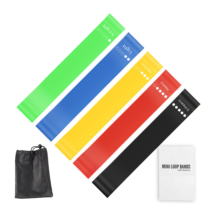 Pilates Yoga Bag - ชุดยางยืดออกกำลังกาย TPE 5 ชิ้น พร้อมกระเป๋าเก็บและคู่มือการใช้งาน ยางยืดออกกำลังกายสำหรับโยคะ