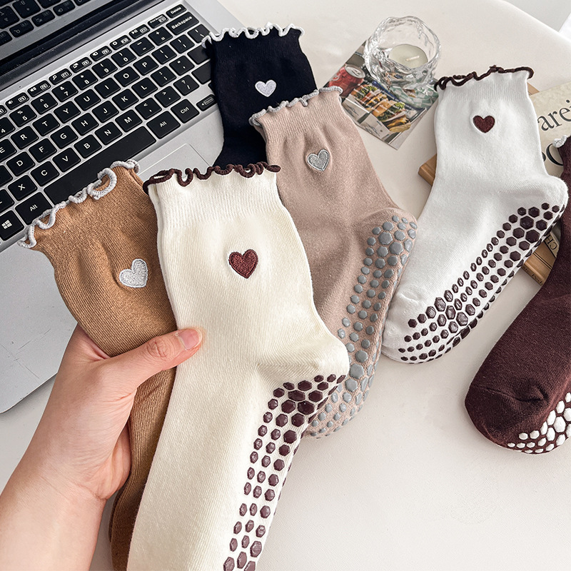ถุงเท้าโยคะสำหรับผู้หญิง ผ้าฝ้ - Pilates Yoga Grip Socks บทวิจารณ์และราคา