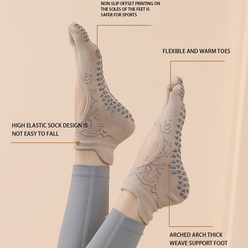 ถุงเท้าพิลาทีสห้านิ้วสำหรับผู้ - Pilates Yoga Grip Socks บทวิจารณ์และราคา