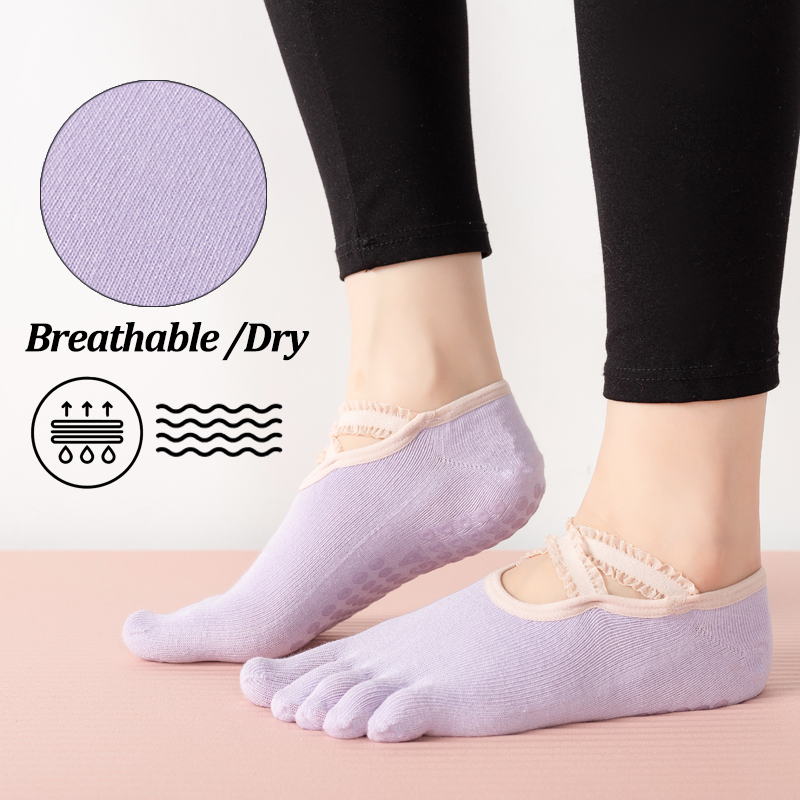 ถุงเท้าพิลาทิสกันลื่นสำหรับผู้ - Pilates Yoga Grip Socks บทวิจารณ์และราคา