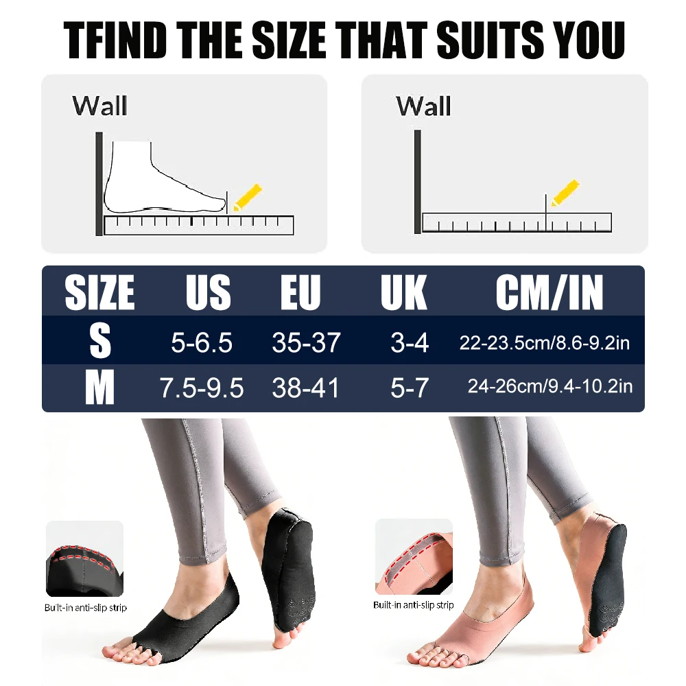 1 คู่ถุงเท้าโยคะแบบไม่มีนิ้วเท - Pilates Yoga Grip Socks บทวิจารณ์และราคา