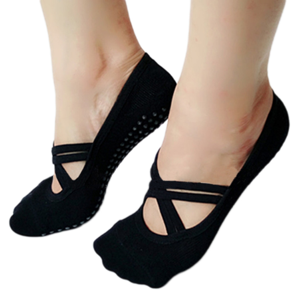 ถุงเท้าโยคะสำหรับผู้หญิง สีดำ  - Pilates Yoga Grip Socks บทวิจารณ์และราคา