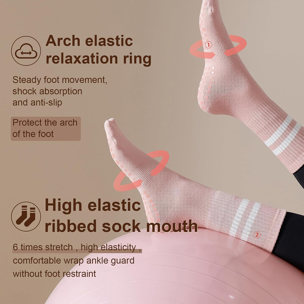 ถุงเท้าโยคะพิลาทิสพร้อมด้ามจับ - Pilates Yoga Grip Socks บทวิจารณ์และราคา